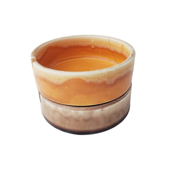 Vintage Ceramic Stackable Ashtrays Adult's MCM Small Brown/Orange Collectible X2 - Picture 2 of 9